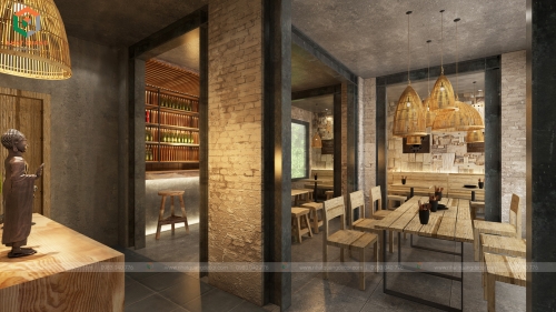 Dịch vụ thiết kế  và thi công nội thất bar beer theo phong cách Rustic được nhà thầu Nhật Quang Decor thi công trọn gói